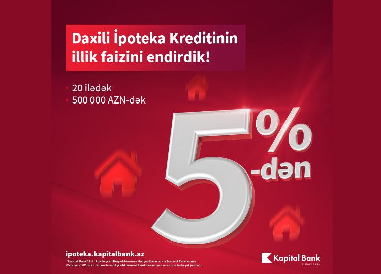 Kapital Bank снизил ставку по внутренней ипотеке 