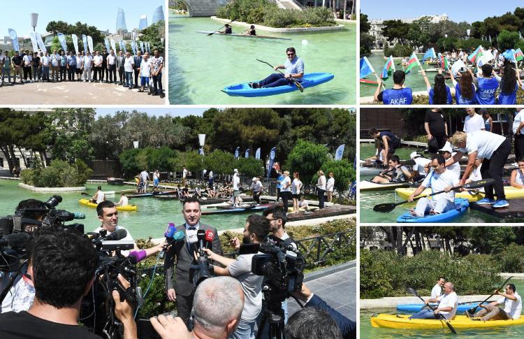 İdman jurnalistləri özlərini avarçəkmədə sınadılar 