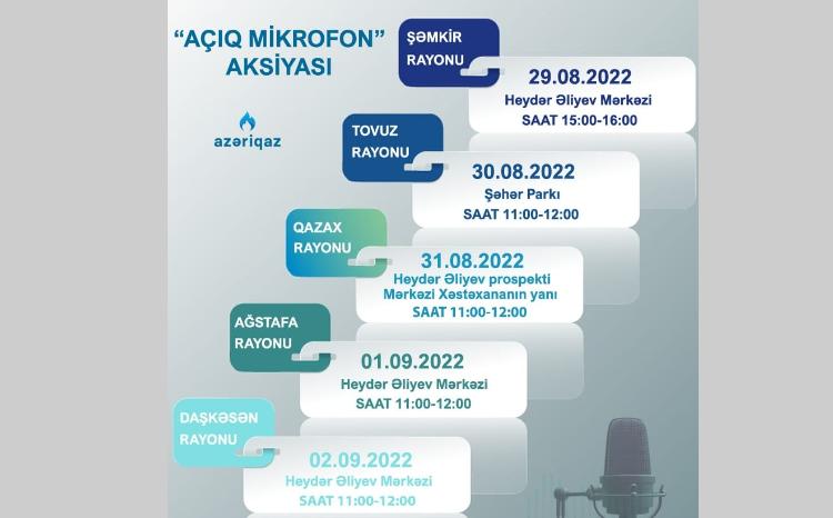Gələn həftə daha 5 rayonda "Azəriqaz" İB-nin "Açıq mikrofon"u qurulacaq 
