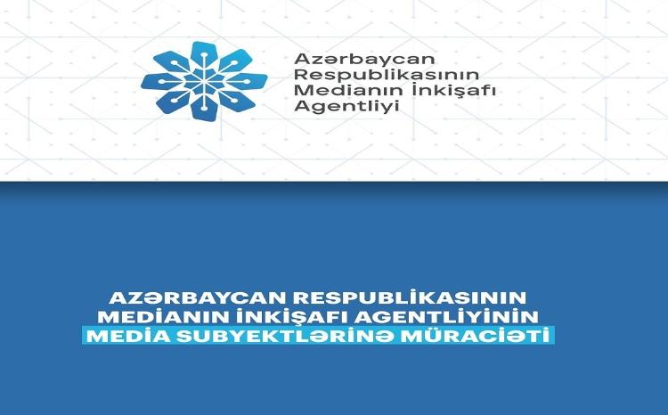 Medianın İnkişafı Agentliyinin media subyektlərinə müraciəti 