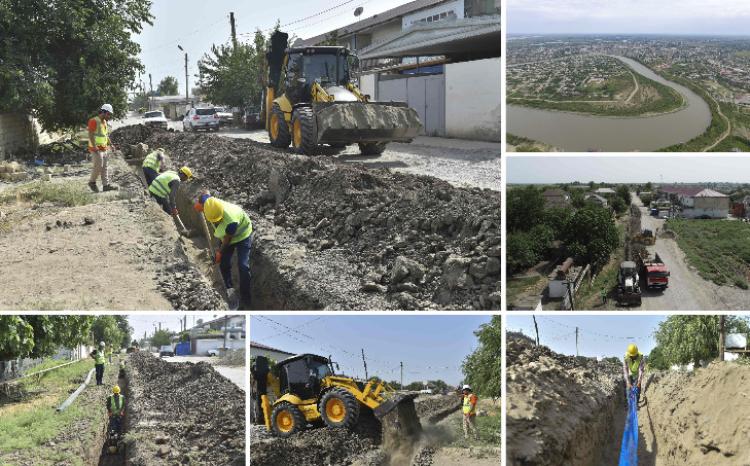 Salyan şəhərində içməli su şəbəkəsinin yenidən qurulması işləri davam etdirilir 