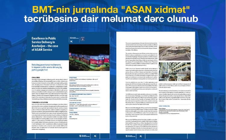 BMT-nin jurnalında "ASAN xidmət" təcrübəsinə dair məlumat dərc olunub 