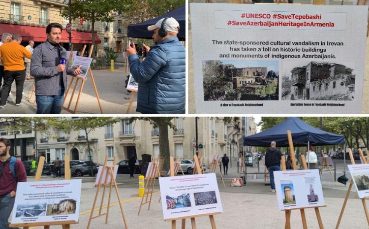 "Əl-Cəzirə" telekanalı Ermənistan tərəfindən dağıdılmış mədəni irsimizlə bağlı Parisdəki sərgi-aksiyadan bəhs edib 