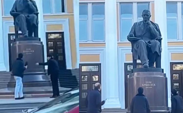 DİN: Üzeyir Hacıbəylinin heykəlinə ayaqqabı atan şəxslər cəzalandırılıblar 