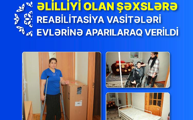 Əlilliyi olan şəxslərə reabilitasiya vasitələri evlərinə aparılaraq verildi 