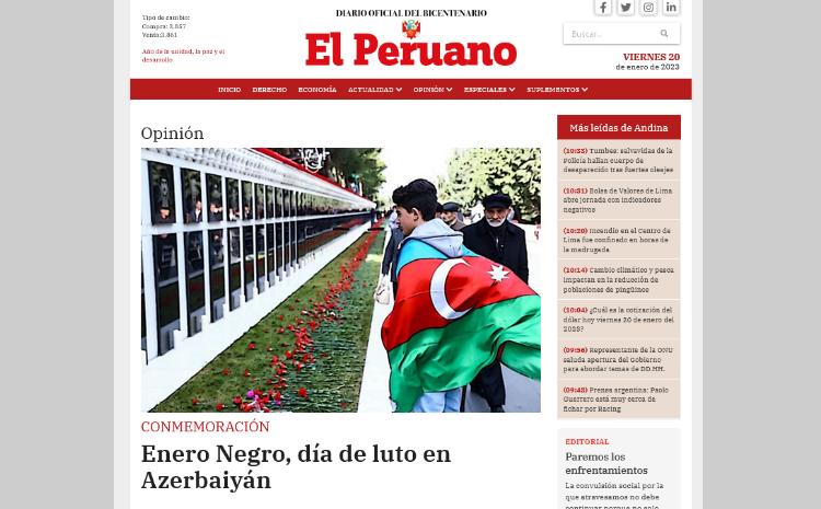 20 Yanvar faciəsinin 33-cü ildönümü Peru mətbuatında 