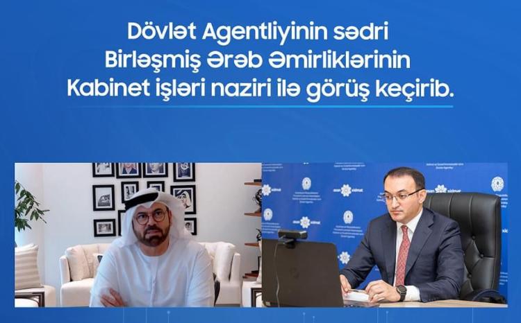 Dövlət Agentliyinin sədri Birləşmiş Ərəb Əmirliklərinin Kabinet işləri naziri ilə görüş keçirib 