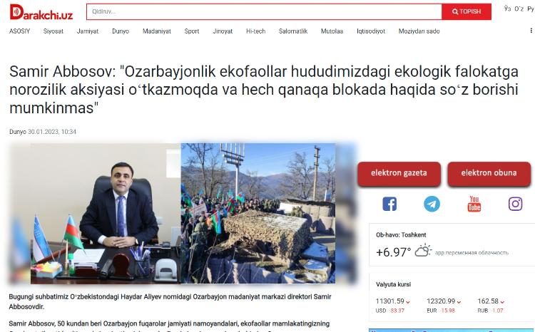 Özbəkistan mətbuatı Samir Abbasovun müsahibəsini yayımlayıb 