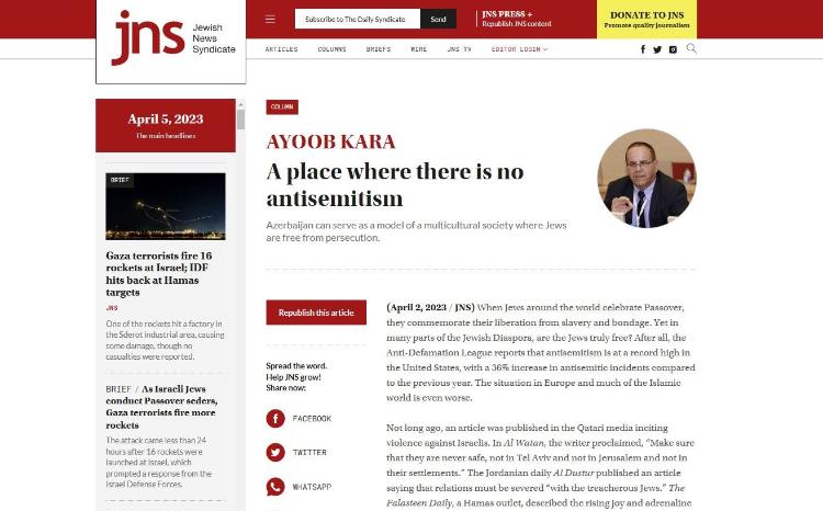 İsrailli sabiq nazir Azərbaycanı anti-semitizmin olmadığı yeganə ölkə adlandırıb 