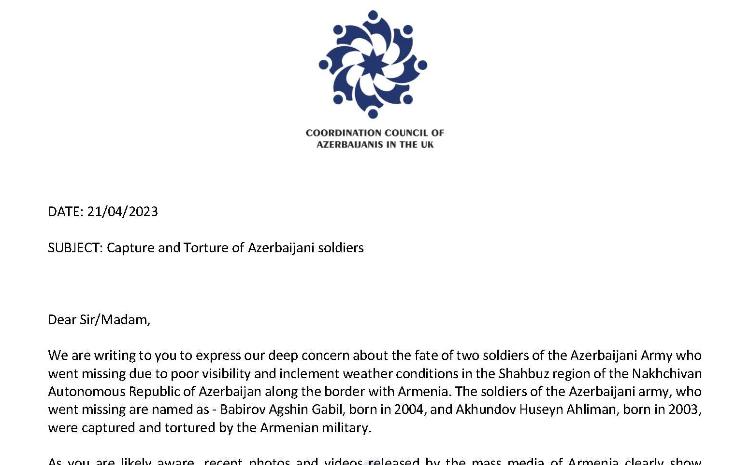 Наша община в Британии обратилась в Международный Комитет Красного Креста для освобождения азербайджанских военнопленных 