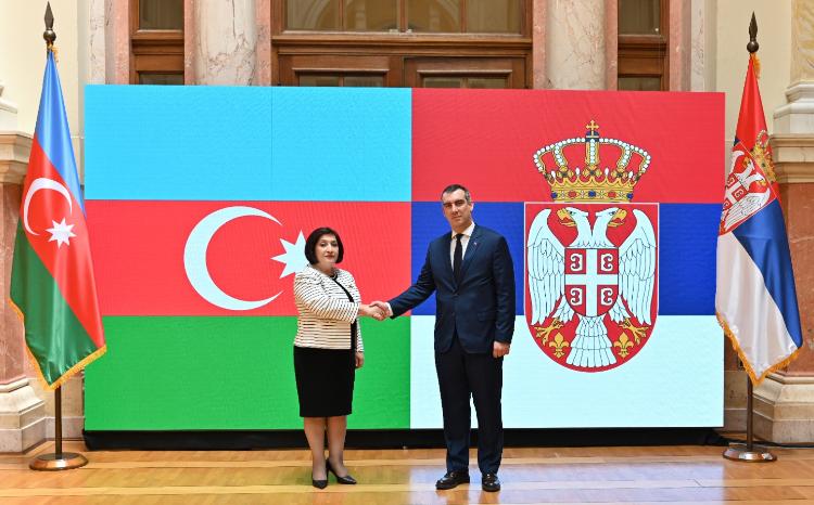 Milli Majlis Chair Sahiba Gafarova Talks to Chairman of Serbian National Assembly 