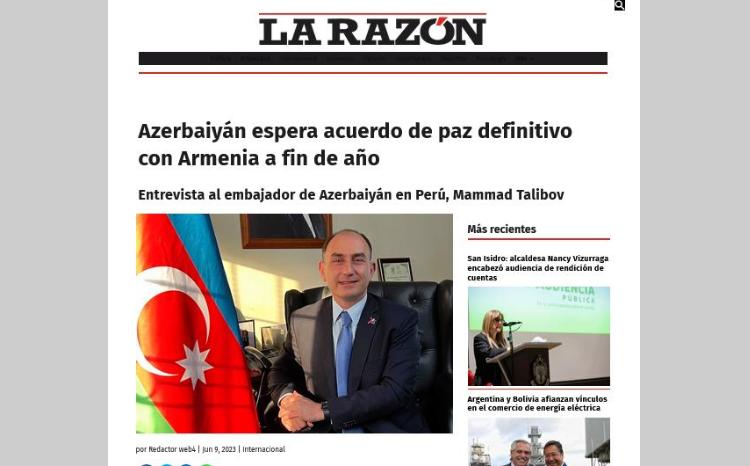 Peru mətbuatında post-münaqişə dövrünün yeni reallıqlarından bəhs edilib 