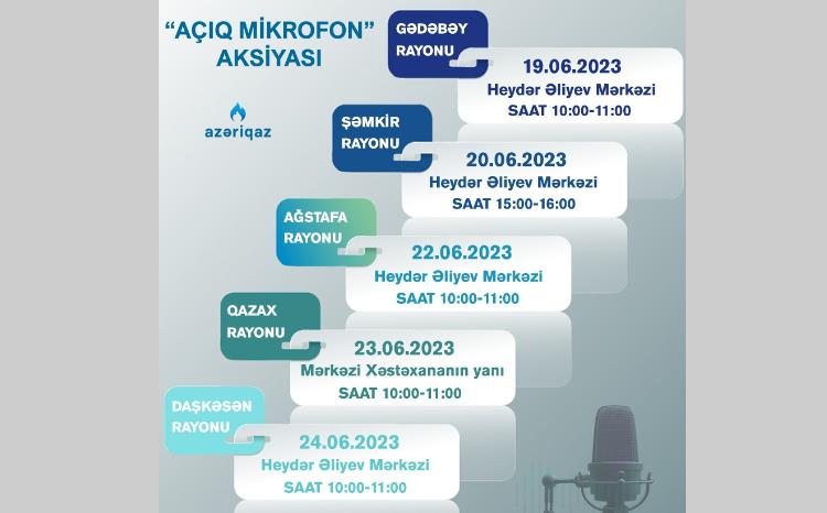 Növbəti həftə daha 5 rayonda "Azəriqaz" İB-nin “Açıq mikrofon”u qurulacaq 
