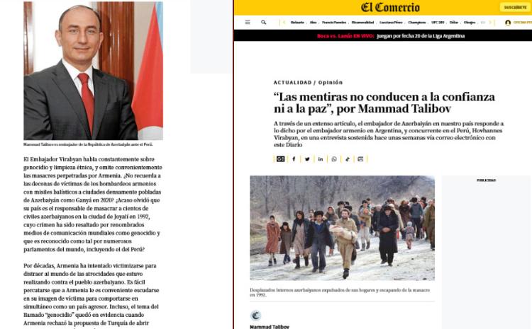 Peru mətbuatında erməni yalanları ifşa edilib 