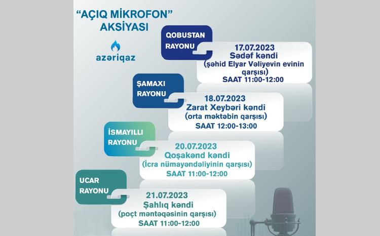 Növbəti həftə daha 4 rayonda "Azəriqaz" İB-nin "Açıq mikrofon"u qurulacaq 