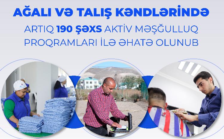 Ağalı və Talış kəndlərində artıq 190 şəxs aktiv məşğulluq proqramları ilə əhatə olunub 