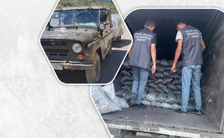 Qanunsuz yolla istehsal edilən ağac kömürünün daşındığı müəyyən edilib 