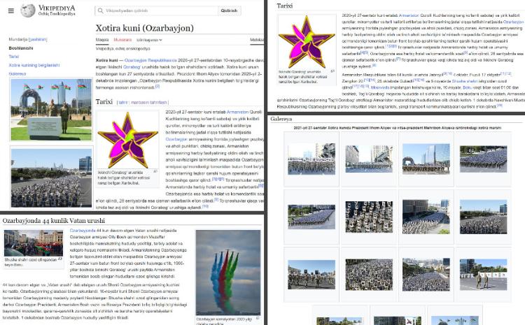Anım Günü haqqında "Wikipedia" Beynəlxalq Elektron Ensiklopediyasında özbək dilində bölmə istifadəyə verilib 