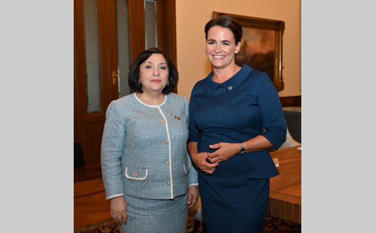 Sahiba Gafarova Speaks with President of Hungary Katalin Novák 