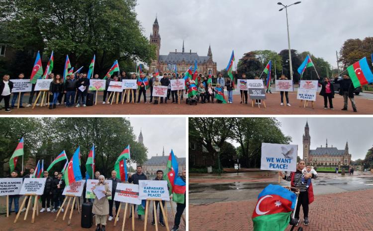 A protest action of the Azerbaijani community was held in front of the International Institute of Justice 