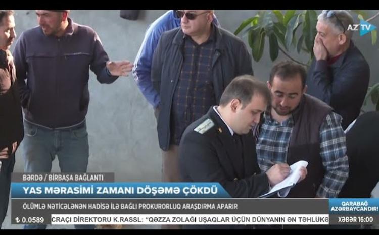 Yas mərasimində döşəmə çökdü: ölən və yaralananlar var - EVDƏN GÖRÜNTÜLƏR