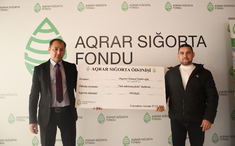 Aqrar Sığorta Fondu Goranboyda zərərçəkmiş fermerə - 35 min manat ödəniş edib 