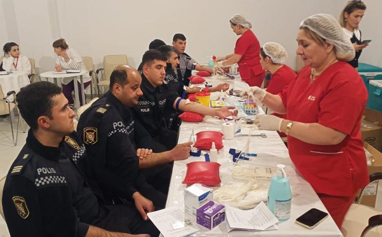 Salyan Rayon Polis Şöbəsinin əməkdaşları qanvermə aksiyasında iştirak ediblər 