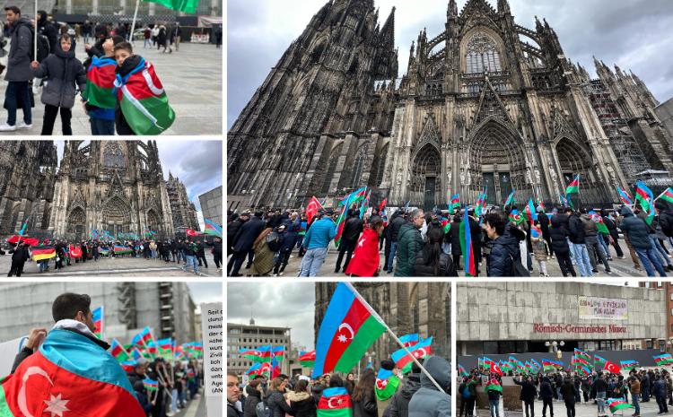 A protest action related to the 32nd anniversary of the Khojaly genocide was held in front of Cologne Cathedral 