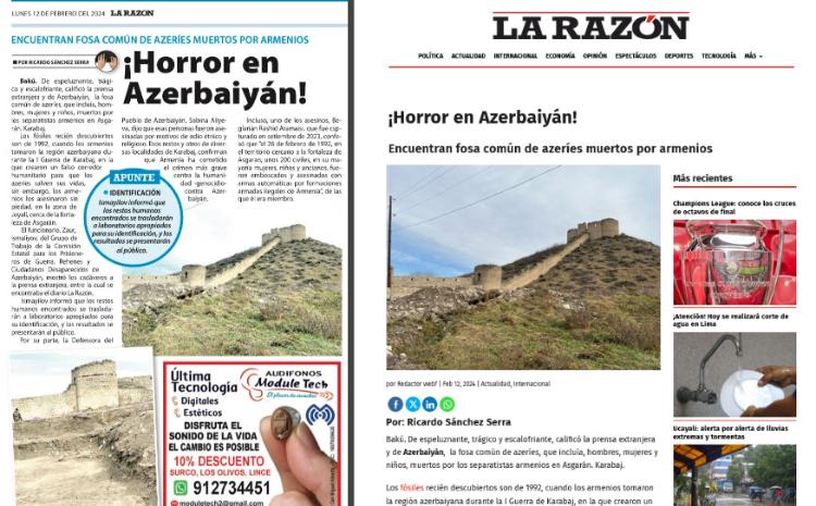 Peru mətbuatında erməni cinayətlərindən bəhs olunub 