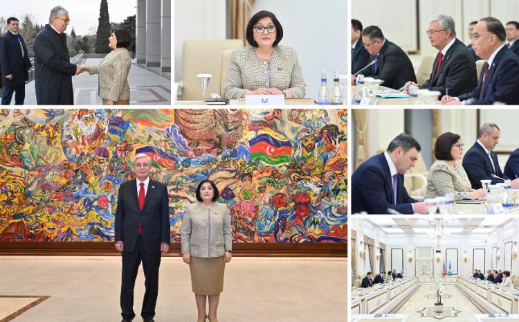 Speaker of Milli Majlis Sahiba Gafarova Meets with President of Republic of Kazakhstan Kasim-Jomart Tokayev 