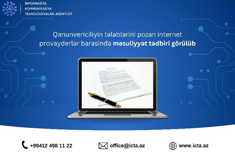 Qanunvericiliyin tələblərini pozan internet provayderlər barəsində məsuliyyət tədbiri görülüb 