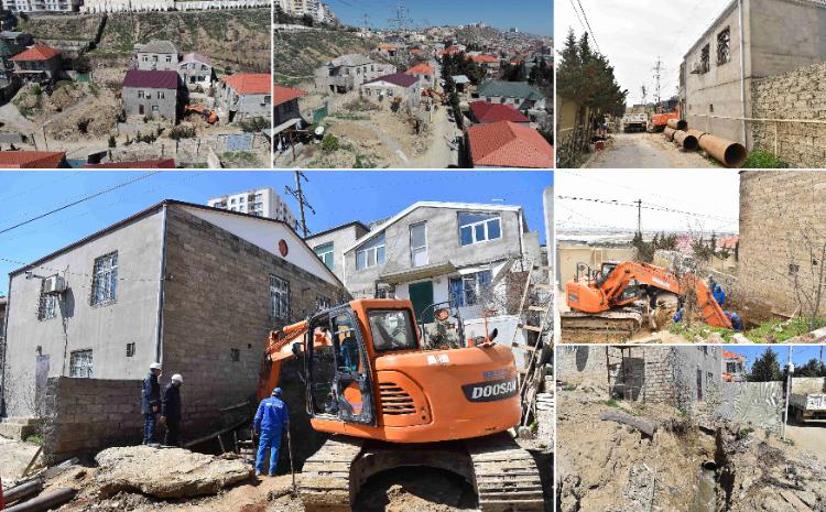 Fərdi yaşayış evi sökülmədən kanalizasiya kollektorunda qəza aradan qaldırılıb - VİDEO