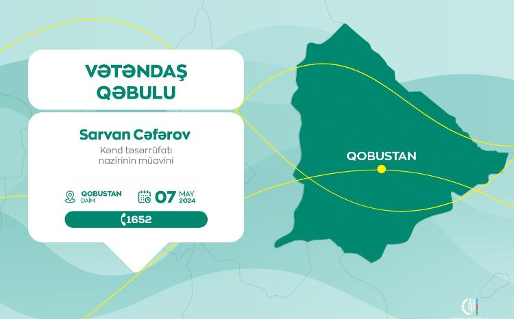 Kənd təsərrüfatı nazirinin müavini Sarvan Cəfərov Qobustanda vətəndaşları qəbul edəcək 