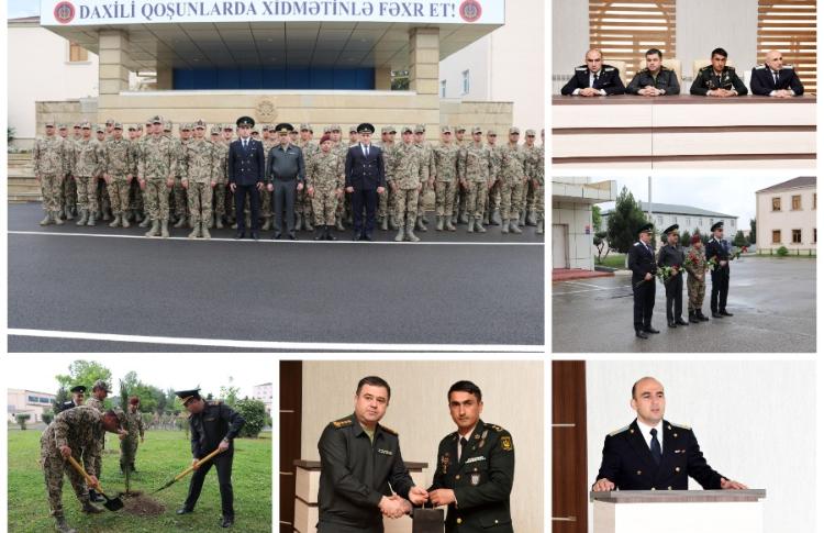 Hərbi Prokurorluq əməkdaşları Daxili Qoşunların Vətən Müharibəsi qəhrəmanları ilə birgə ağac əkiblər 