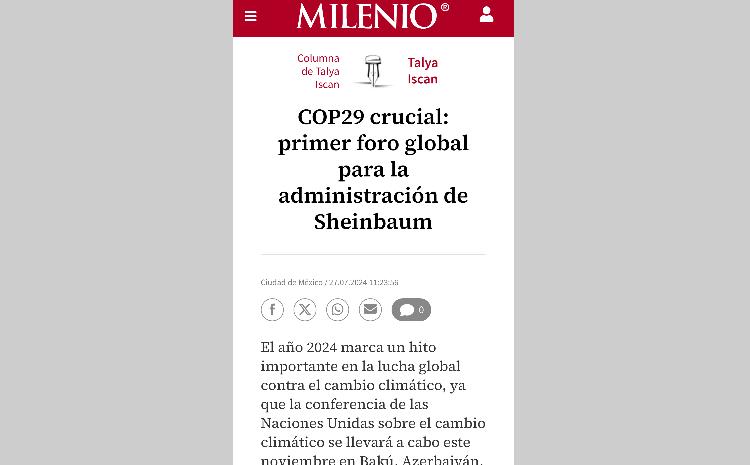 Meksika mətbuatı Azərbaycanın ev sahibliyi edəcəyi mühüm COP29 tədbirindən bəhs edib 
