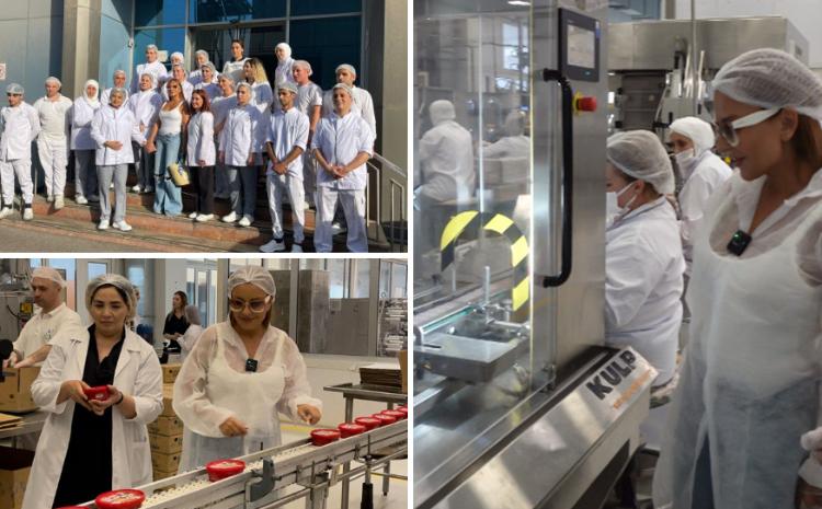 Tünzalə Ağayeva “Shokki Mokki” şokoladının istehsal olunduğu fabrikdə 