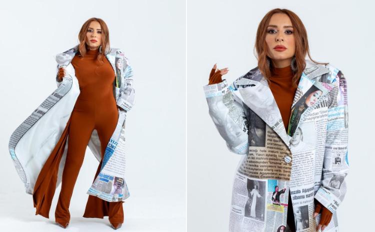 Xalq artisti Tünzalə Ağayeva qəzətdən plaş geyindi 