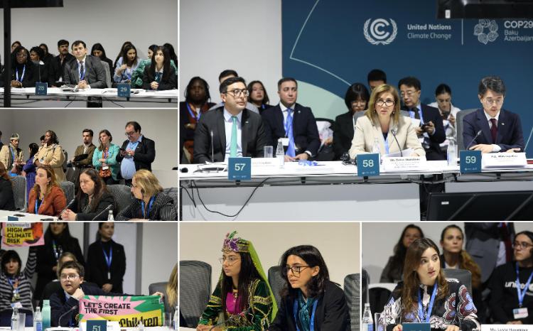 Dövlət Komitəsinin sədri “Uşaqlar, gənclər və iqlim fəaliyyəti” üzrə yüksək səviyyəli dəyirmi masada çıxış edib 