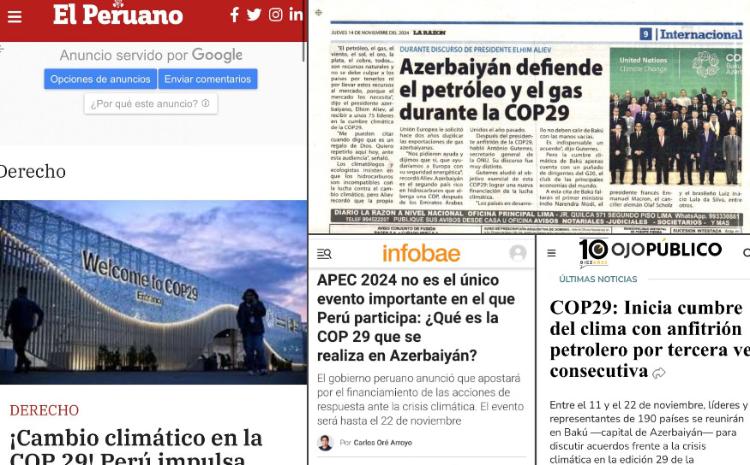 Peru mətbuatı Azərbaycanda keçirilən COP29-dan yazır 