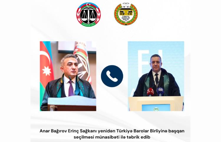 Anar Bağırov Erinç Sağkanı yenidən Türkiyə Barolar Birliyinə başqan seçilməsi münasibəti ilə təbrik edib 