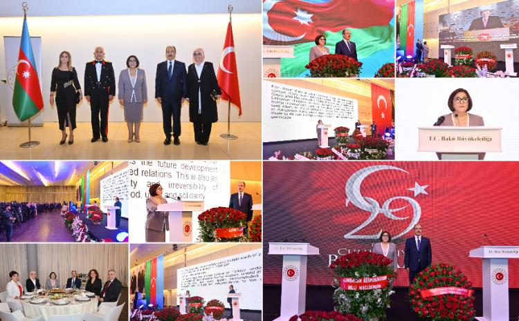 Milli Məclisin sədri Sahibə Qafarova Türkiyə Respublikasının milli bayramı münasibəti ilə keçirilən tədbirdə çıxış edib 