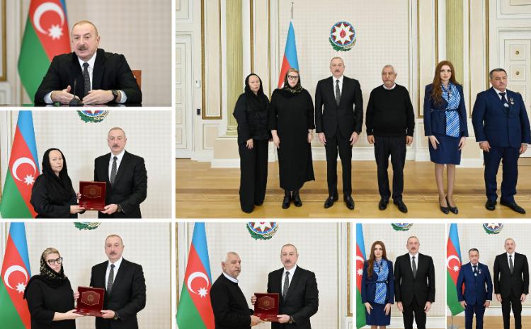 İlham Əliyev təyyarə qəzasında həlak olan ekipaj heyətinin ailə üzvləri və sağ qalan təyyarə bələdçiləri ilə görüşüb 