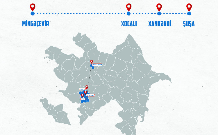 Mingəçevir - Xocalı - Xankəndi - Şuşa müntəzəm avtobus reysi istifadəyə veriləcək 
