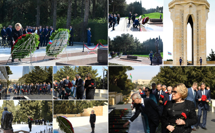 Делегация Совета Федерации Федерального собрания Российской Федерации посетила Аллею почётных захоронений и Аллею шахидов 