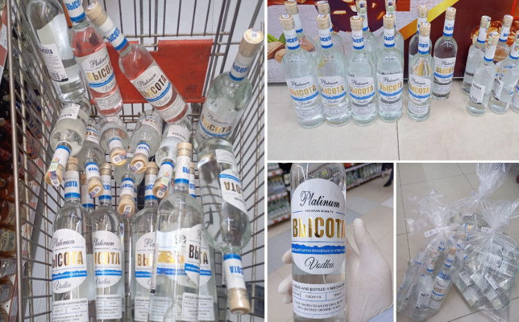 Salyanda fəaliyyət göstərən marketdə saxta spirtli içkilər aşkarlanıb 