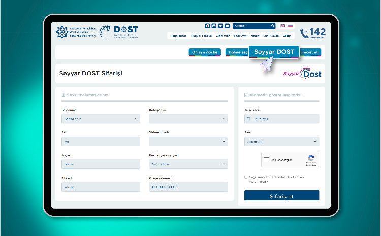 “Səyyar DOST” xidməti üçün növbə götürmə sistemi də elektronlaşdı 