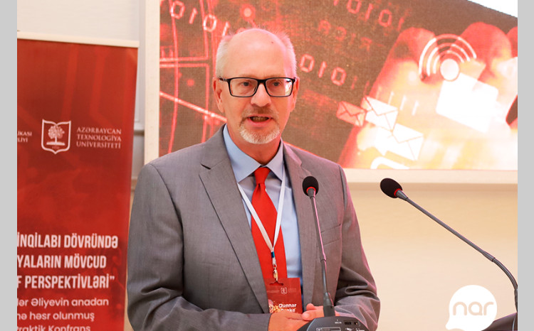 Nar CEO speaks at a conference in Ganja 