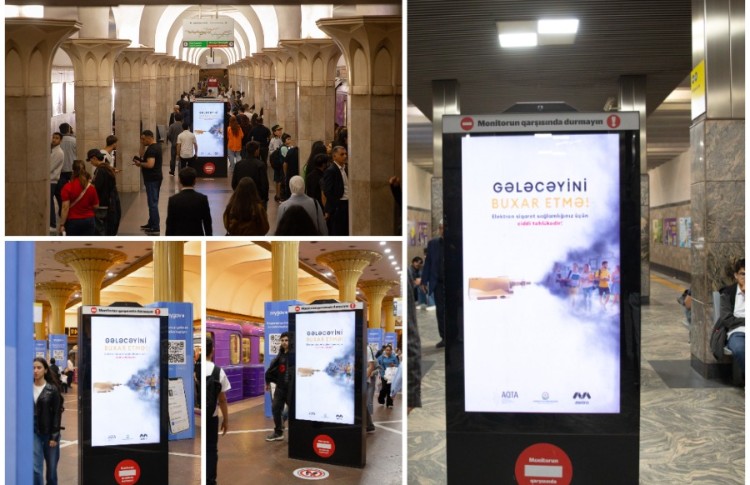 Bakı metrosunda veyplərin təhlükələri barədə sosial reklamlar yayımlanır 