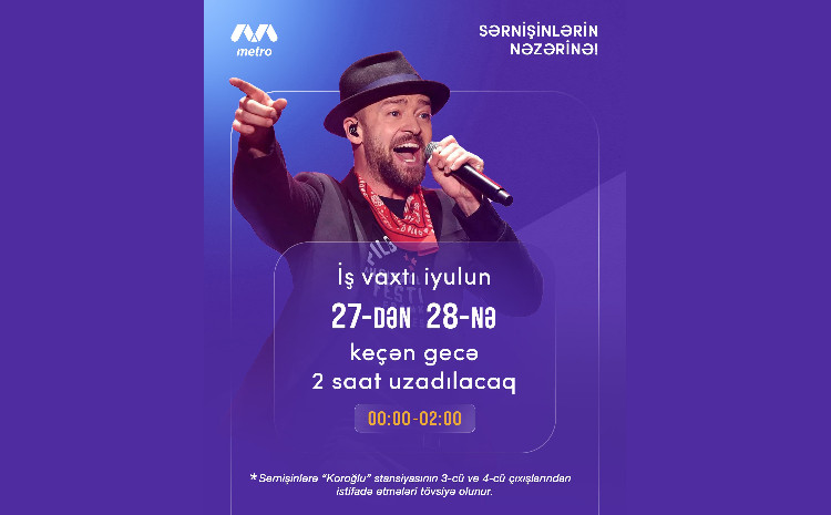 İlin ən irimiqyaslı musiqi gecəsində qatarların hərəkət vaxtı uzadılacaq 
