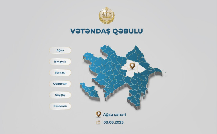 Ədliyyə naziri Ağsu şəhərində vətəndaşları qəbul edəcək 